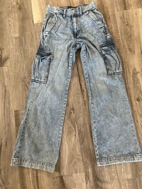 Aeropostale Light Blue High-Rise wide leg Cargo Jeans
